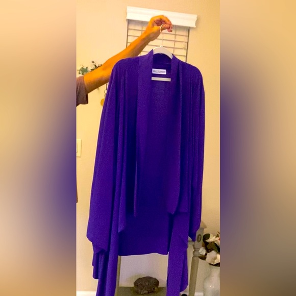 !!RARE!! Vintage NWOT SKULLZ LONDON Purple OS 3X ?PLUS Flowing Blouse Jacket - Picture 7 of 15